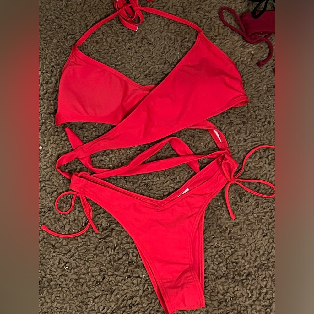 Cute red bandage top bikini